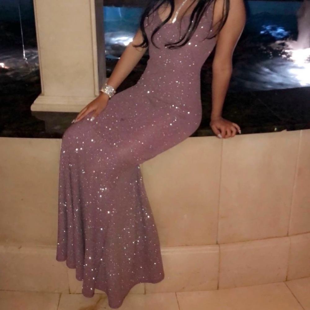 Elegant Sparkling Evening Gown - Purple